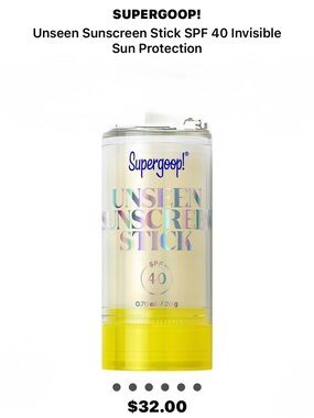 New Supergoop! Unseen Sunscreen Stick — Clear Tube
